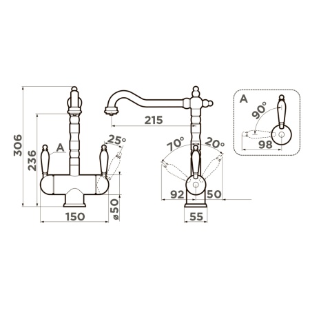 Смеситель OMOIKIRI Amagasaki с подключением фильтра 4994082 шампань