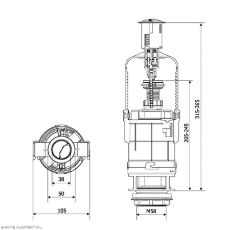 Клапан сливной KK-POL 350/ZSD/206-00-T0