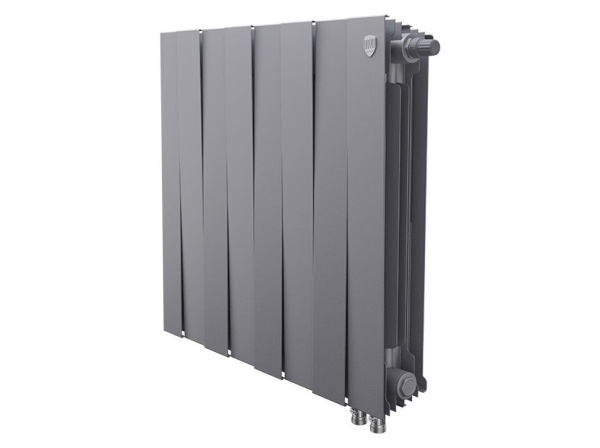 Радиатор биметаллический ROYAL THERMO PianoForte 500 8 секций, ниж. подк. 6400/591 Silver Satin