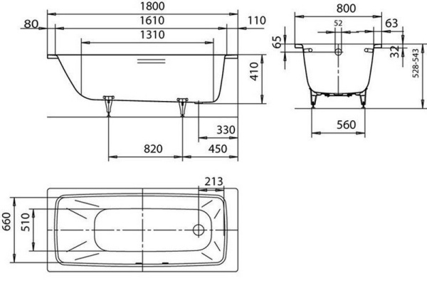 Стальная ванна KALDEWEI Cayono мод. 751, 180х80 Easy Clean