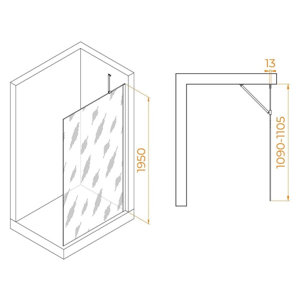 Перегородка для душа RGW Walk In WA-110W 110х195