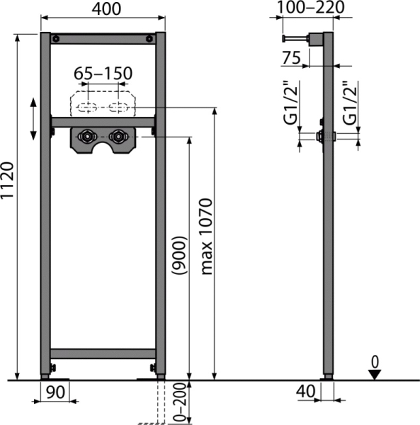 Инсталляция для смесителя ALCAPLAST A104B/1120