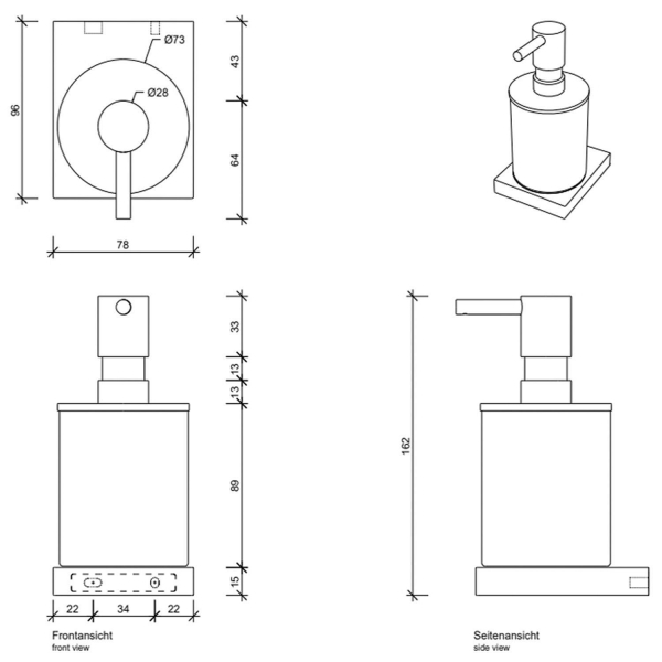 Дозатор жидкого мыла DECOR WALTHER Contract CT WSP 651660 черный матовый