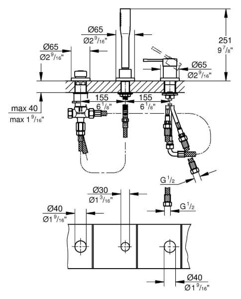 Смеситель на борт ванны GROHE Essence+ 19976001