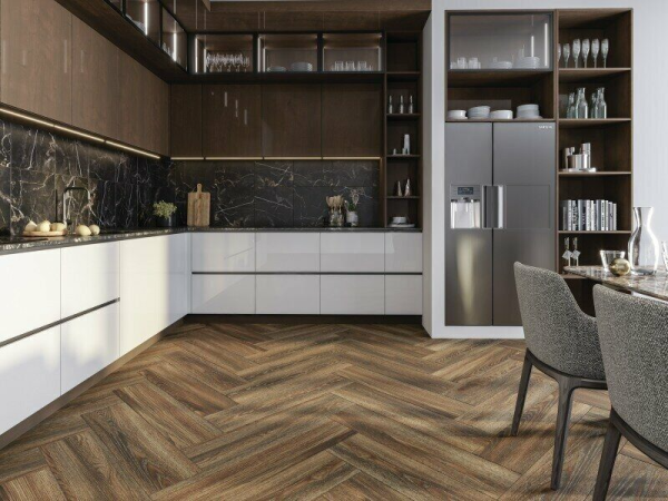 Wood Concept Prime темно-коричневый ректификат керамогранит матовый рельефный 22х90см Cersanit