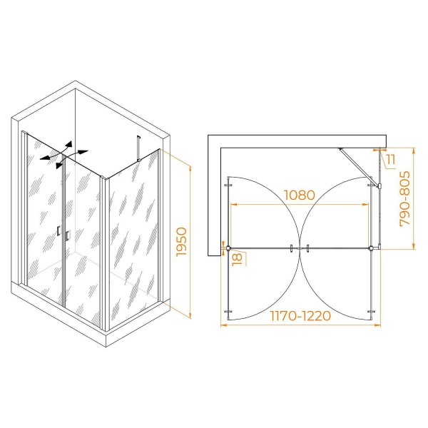 Душевое ограждение RGW Passage PA-144B 060814428-14 120x80x195