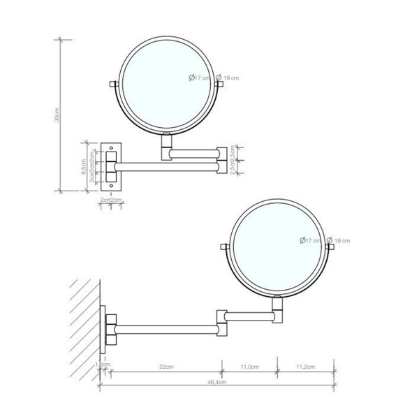 Зеркало косметическое DECOR WALTHER SPT33 110960 черное матовое