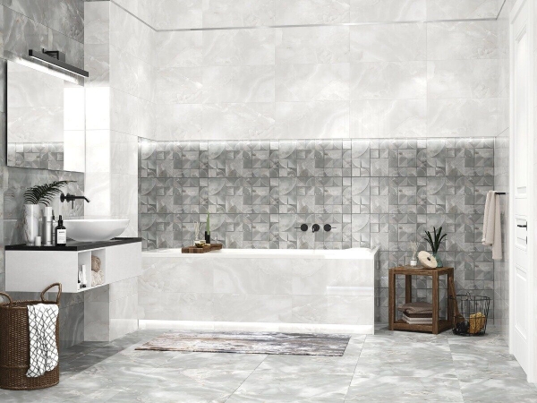 Opale Grey Struttura настенная плитка серая глянцевая декофон 31х63см Azori