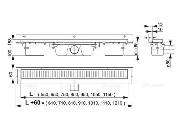 Дренажный канал ALCAPLAST APZ4-1050