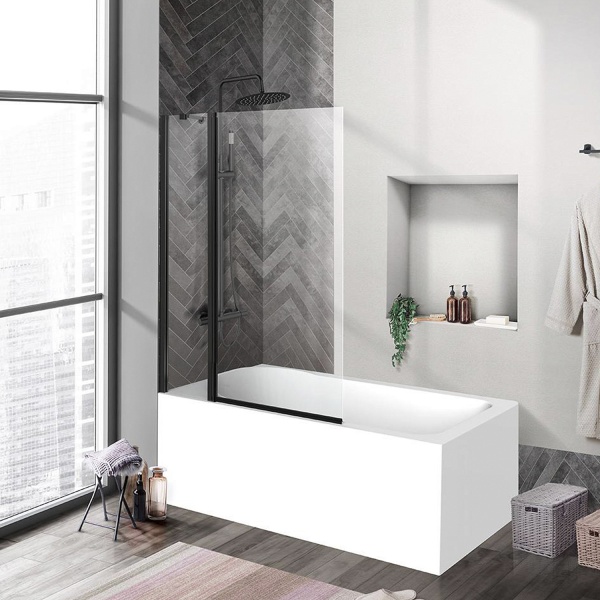 Шторка для ванны BELBAGNO Uno UNO-V-11-100/150-C-NERO 100x150 профиль черный матовый