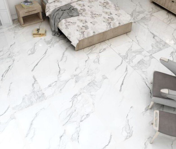 Epsilon tile Calacatta Aura grey керамогранит полированный 60х60см