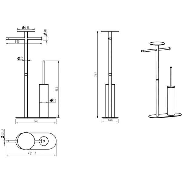 Многофункциональная стойка BOHEME Venturo 10953-B Black