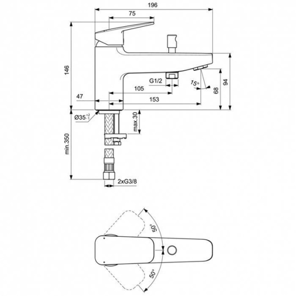 Смеситель на борт ванны IDEAL STANDARD Ceraplan BD257AA