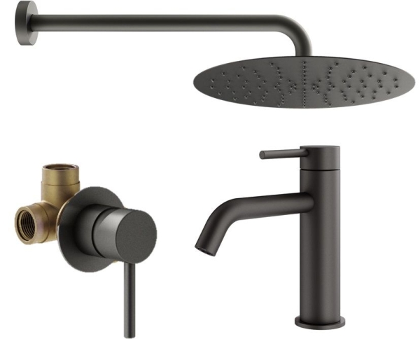 Душевой комплект PLUMBERIA Ixo KITXO01GR53 графит матовый