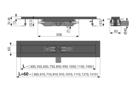 Дренажный канал ALCAPLAST APZ101BLACK-650 матовый