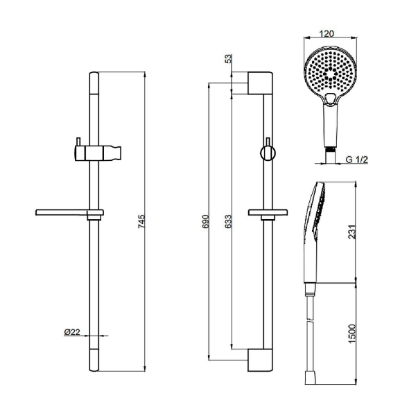 Душевой гарнитур AQUAME с мыльницей AQM8101BG золото брашированное