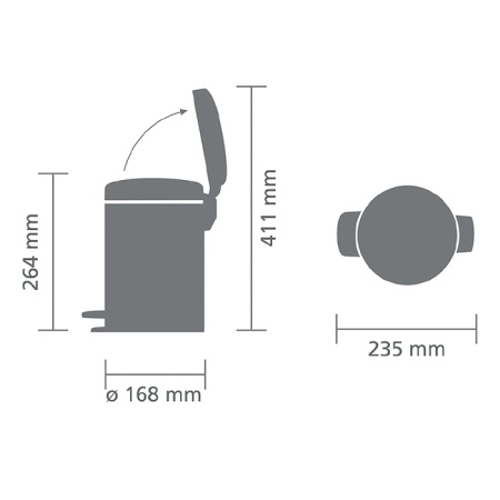 Ведро для мусора BRABANTIA NewIcon 113147 3 л, сталь полированная