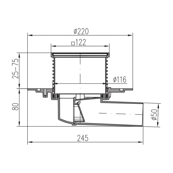 Трап MCH C 381 A ZL 12x12 под плитку золото матовое