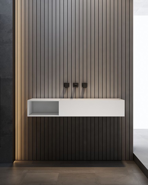 Тумба с раковиной ABBER Stein 100 L матовая