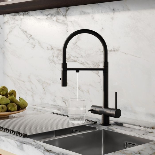 Смеситель для кухни IDDIS Ace с поворотным изливом и подключением фильтра ACEBLFFi05 черный матовый