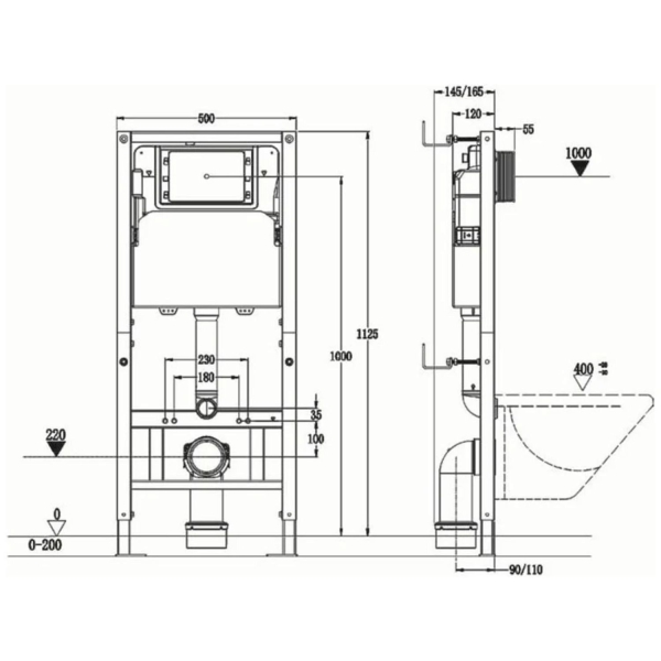 Инсталляция для унитаза AGGER ACC500 с кнопкой смыва APB0144 черный матовый
