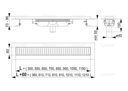 Дренажный канал ALCAPLAST APZ1101-750 с опорами