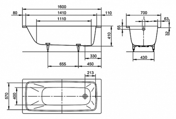 Стальная ванна KALDEWEI Cayono мод. 748, 160x70